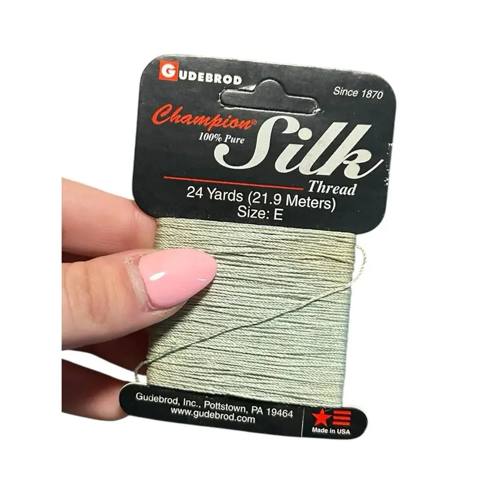 Gudebrod Champion 100% Pure Silk Bead Cord SizeE 3Ply Periodt Discontinued USA